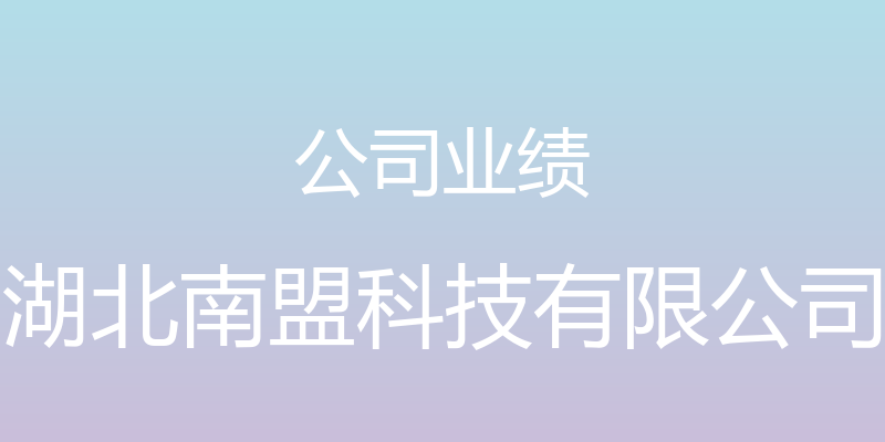 公司业绩 - 湖北南盟科技有限公司