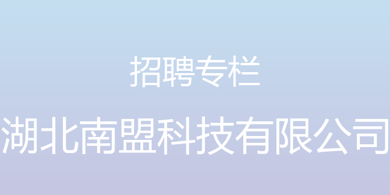 招聘专栏 - 湖北南盟科技有限公司